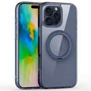 For iPhone 16 Pro Crystal Clear MagSafe Magnetic Holder Phone Case(Transparent Titanium Blue)