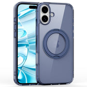 For iPhone 16 Plus Crystal Clear MagSafe Magnetic Holder Phone Case(Transparent Titanium Blue)