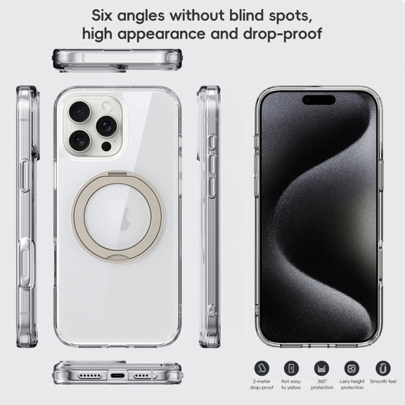For iPhone 16 Pro Crystal Clear MagSafe Magnetic Holder Phone Case(Transparent)