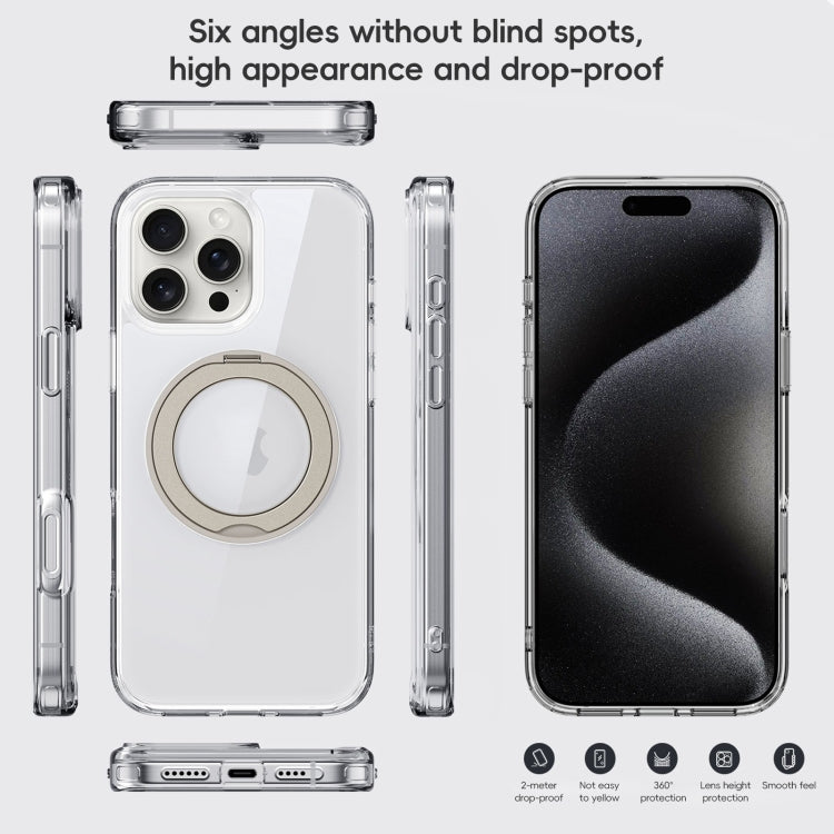 For iPhone 16 Plus Crystal Clear MagSafe Magnetic Holder Phone Case(Transparent)