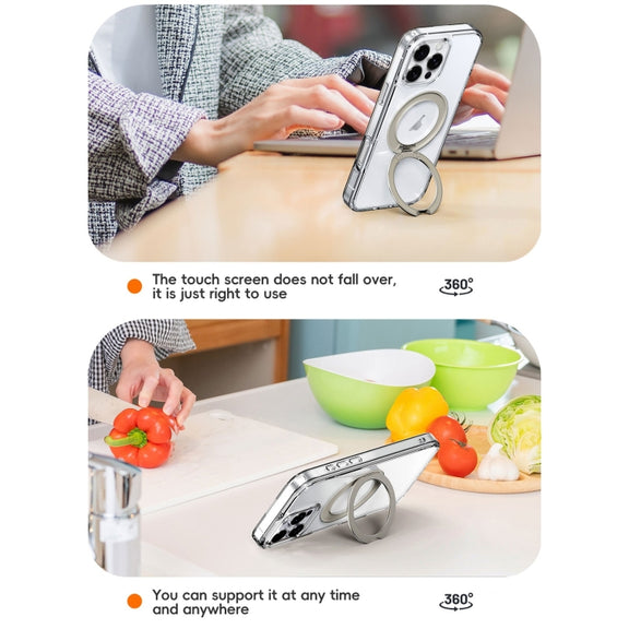 For iPhone 16 Pro Crystal Clear MagSafe Magnetic Holder Phone Case(Transparent)