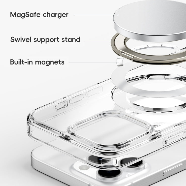 For iPhone 16 Pro Crystal Clear MagSafe Magnetic Holder Phone Case(Transparent)