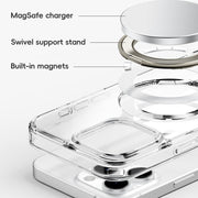 For iPhone 16 Pro Crystal Clear MagSafe Magnetic Holder Phone Case(Transparent)