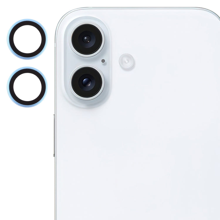 For iPhone 16 / 16 Plus Back Camera Cover Tempered Glass Lens Film(Dark Blue)