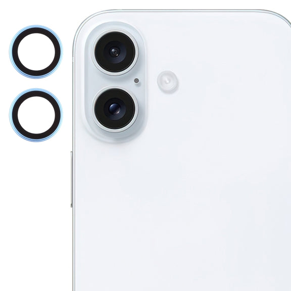 For iPhone 16 / 16 Plus Back Camera Cover Tempered Glass Lens Film(Dark Blue)