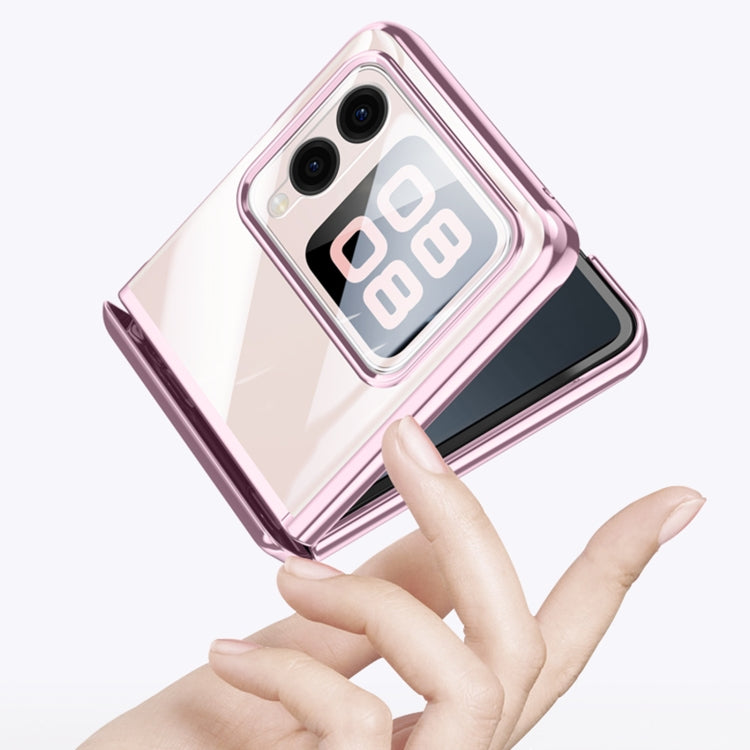 For Huawei nova Flip Integrated Clear Electroplating Spring Hinge Phone Case(Black)