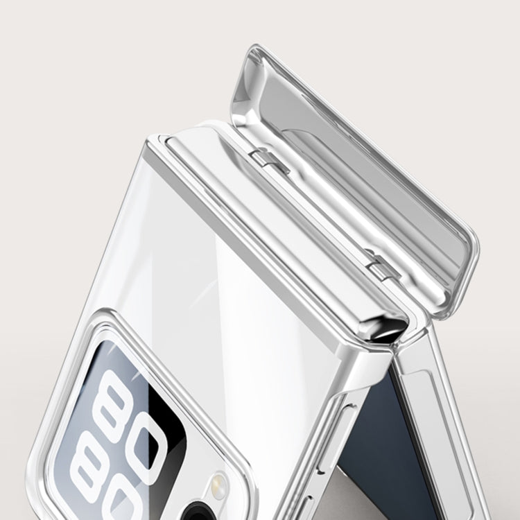 For Huawei nova Flip Integrated Clear Electroplating Spring Hinge Phone Case(Silver)