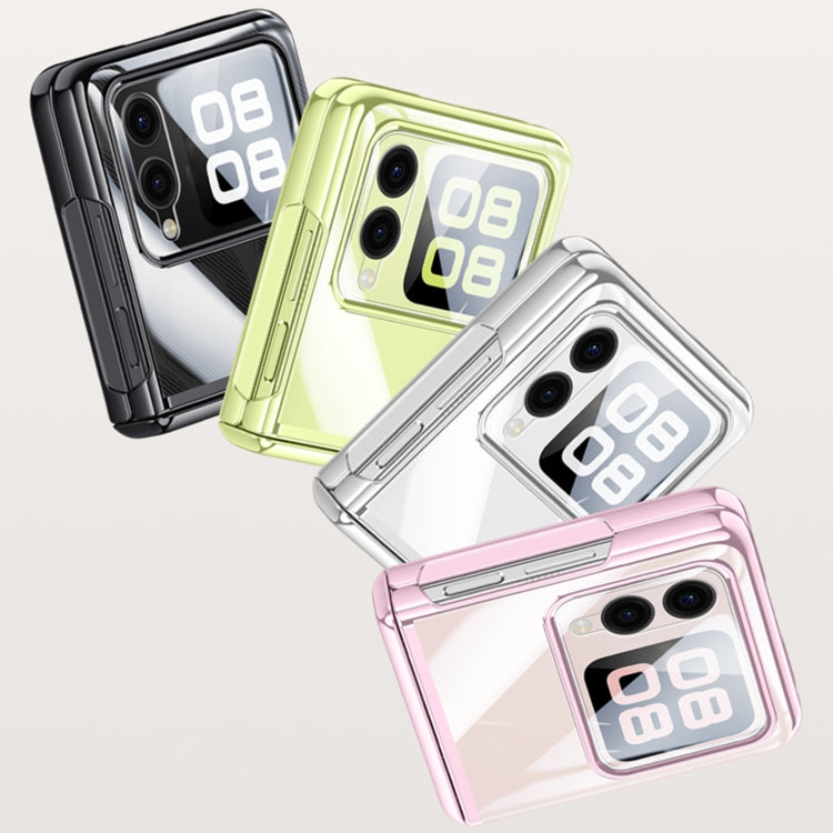 For Huawei nova Flip Integrated Clear Electroplating Spring Hinge Phone Case(Green)
