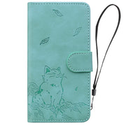 For Redmi K70 Ultra Cute Cat Embossed Leather Phone Case(Green)