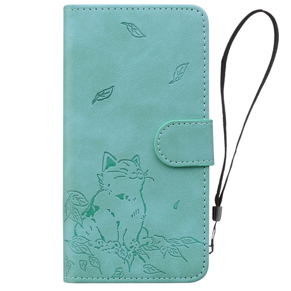 For Redmi K70 Ultra Cute Cat Embossed Leather Phone Case(Green)