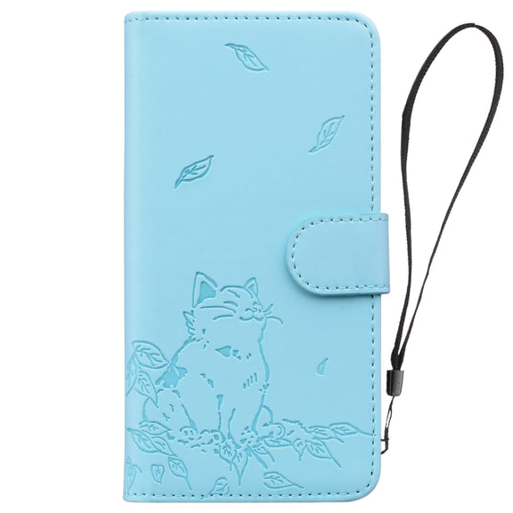 For Redmi K70 Ultra Cute Cat Embossed Leather Phone Case(Sky Blue)