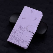 For Redmi K70 Ultra Cute Cat Embossed Leather Phone Case(Purple)