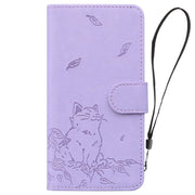 For Redmi K70 Ultra Cute Cat Embossed Leather Phone Case(Purple)