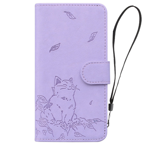For Redmi K70 Ultra Cute Cat Embossed Leather Phone Case(Purple)