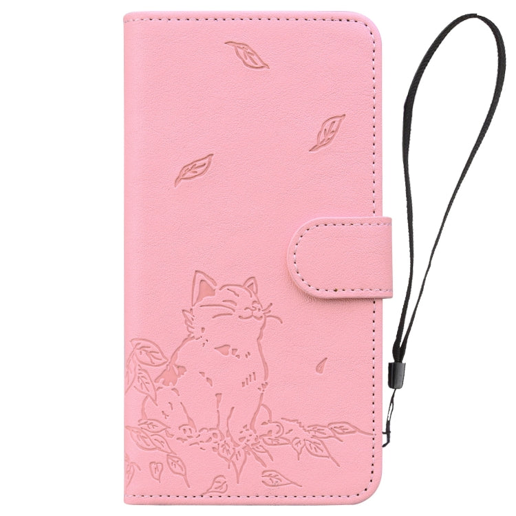For Redmi K70 Ultra Cute Cat Embossed Leather Phone Case(Pink)
