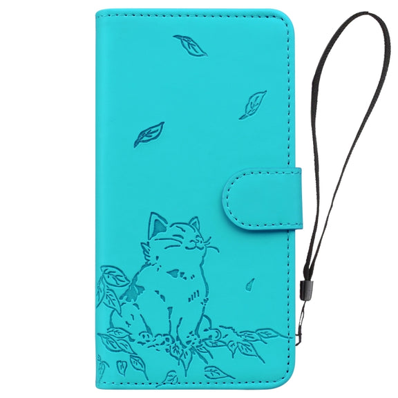For Redmi K70 Ultra Cute Cat Embossed Leather Phone Case(Lake Blue)