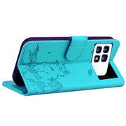 For Redmi K70 Ultra Cute Cat Embossed Leather Phone Case(Lake Blue)