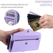 For iPhone 16e Wallet Multi-card Slot Leather Phone Case with Lanyard(Purple)
