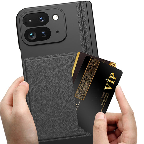 For Google Pixel 9 Pro Fold GKK Integrated Fold Hinge Card Slot Phone Case with Holder(Black)