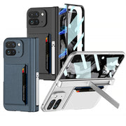 For Google Pixel 9 Pro Fold GKK Integrated Fold Hinge Card Slot Phone Case with Holder(Navy Blue)