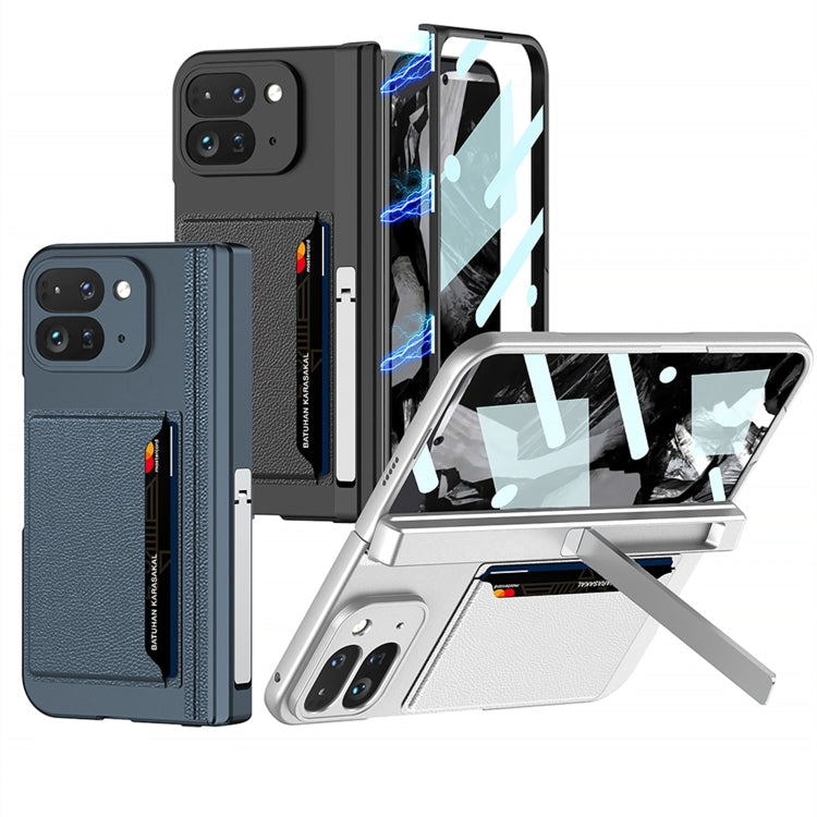 For Google Pixel 9 Pro Fold GKK Integrated Fold Hinge Card Slot Phone Case with Holder(Silver)
