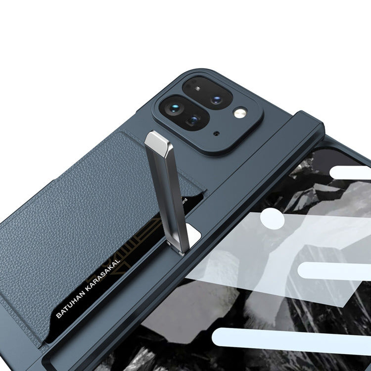 For Google Pixel 9 Pro Fold GKK Integrated Fold Hinge Card Slot Phone Case with Holder(Silver)