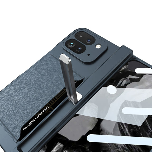 For Google Pixel 9 Pro Fold GKK Integrated Fold Hinge Card Slot Phone Case with Holder(Silver)