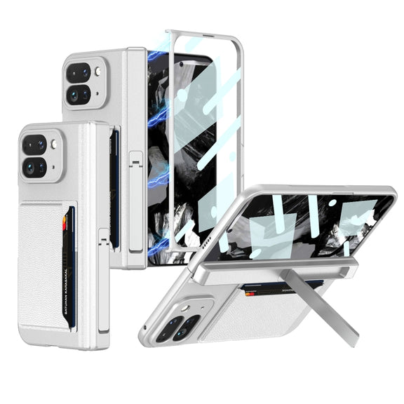 For Google Pixel 9 Pro Fold GKK Integrated Fold Hinge Card Slot Phone Case with Holder(Silver)