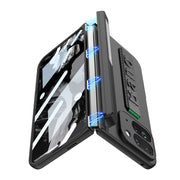 For Google Pixel 9 Pro Fold GKK Integrated Fold Hinge Wrist Strap Phone Case with Holder(Carbon Fiber)