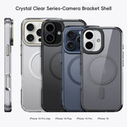 For iPhone 16 Mirror Crystal Clear Lens Holder MagSafe Magnetic Phone Case(Transparent)