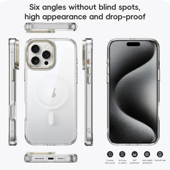 For iPhone 16 Plus Mirror Crystal Clear Lens Holder MagSafe Magnetic Phone Case(Transparent)