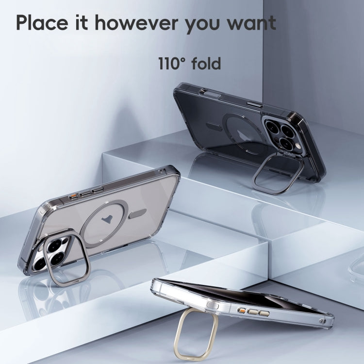 For iPhone 16 Plus Mirror Crystal Clear Lens Holder MagSafe Magnetic Phone Case(Transparent)