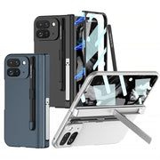 For Google Pixel 9 Pro Fold GKK Integrated Magnetic Full Coverage Flip Phone Case, Included Pen(Navy Blue)