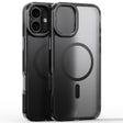 For iPhone 16 Plus Frosted Crystal Clear Lens Holder MagSafe Magnetic Phone Case(Transparent Black) - free shipping - PMC TechLife - Order now!
