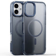 For iPhone 16 Frosted Crystal Clear Lens Holder MagSafe Magnetic Phone Case(Transparent Titanium Blue) - iPhone 16 Cases by PMC TechLife | Online Shopping South Africa | PMC TechLife | Buy Now Pay Later Mobicred