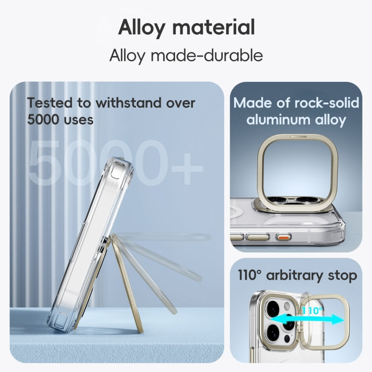 For iPhone 16 Frosted Crystal Clear Lens Holder MagSafe Magnetic Phone Case(Transparent)