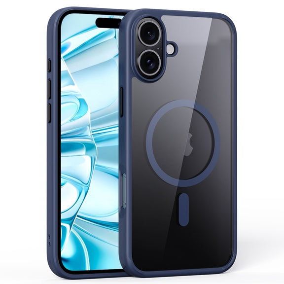For iPhone 16 Plus Ming Shield Series MagSafe Magnetic Phone Case(Titanium Blue)