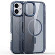 For iPhone 16 Glitter Powder Lens Holder MagSafe Magnetic Phone Case(Transparent Titanium Blue) - iPhone 16 Cases by PMC TechLife | Online Shopping South Africa | PMC TechLife | Buy Now Pay Later Mobicred