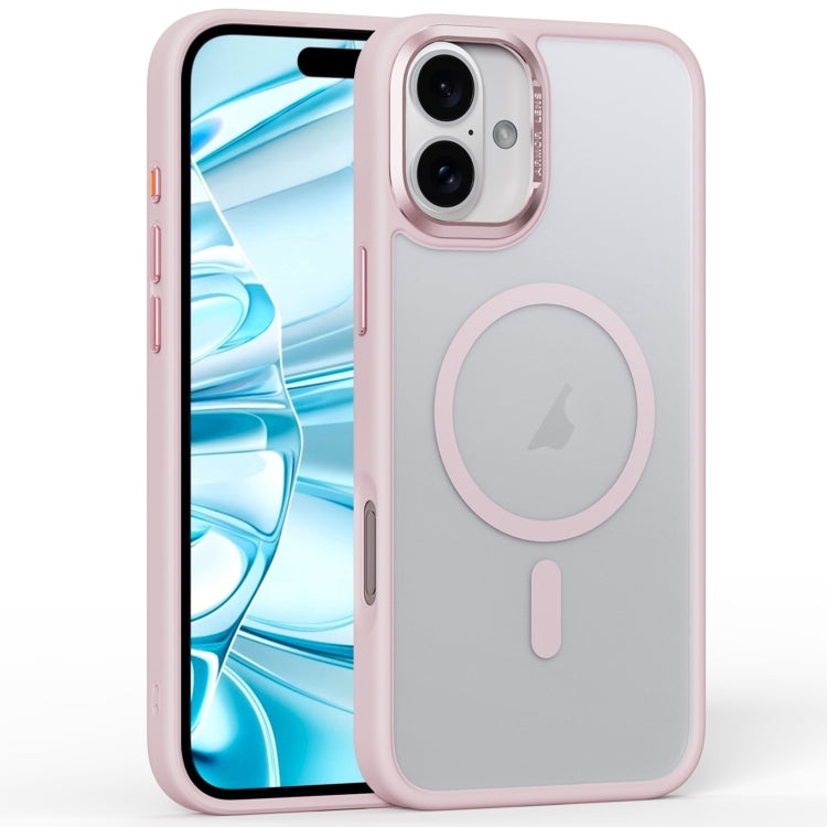 For iPhone 16 Plus Frosted MagSafe Magnetic Phone Case(Pink)