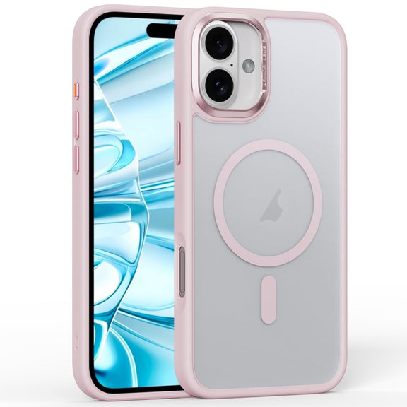 For iPhone 16 Plus Frosted MagSafe Magnetic Phone Case(Pink)