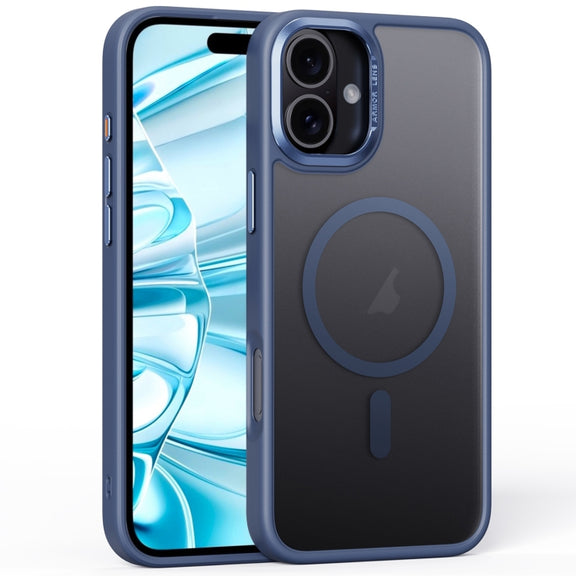 For iPhone 16 Frosted MagSafe Magnetic Phone Case(Titanium Blue)