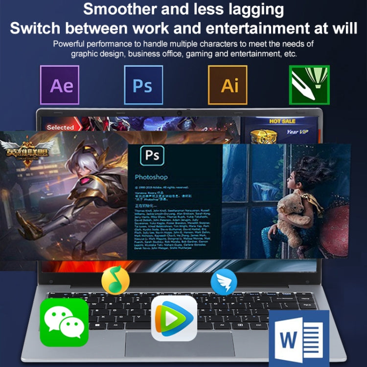 14 inch Windows 11 Laptop, 8GB+128GB, Gen 4th Intel Core i3 CPU, 180 Degree Rotation Axis(Silver)