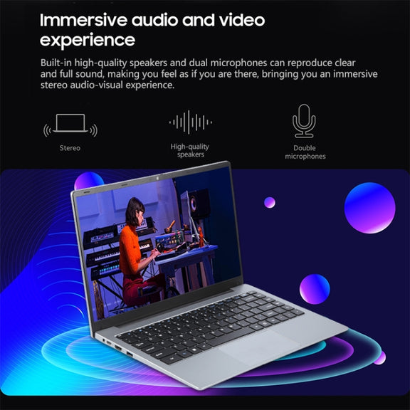 14 inch Windows 11 Laptop, 8GB+128GB, Gen 4th Intel Core i3 CPU, 180 Degree Rotation Axis(Silver)
