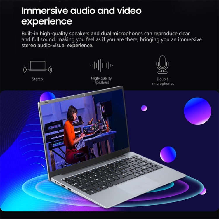 14 inch Windows 11 Laptop, 8GB+128GB, Gen 4th Intel Core i3 CPU, 180 Degree Rotation Axis(Silver)