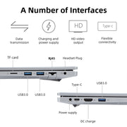 14 inch Windows 11 Laptop, 8GB+128GB, Gen 4th Intel Core i3 CPU, 180 Degree Rotation Axis(Silver)