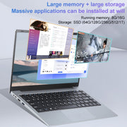 14 inch Windows 11 Laptop, 8GB+128GB, Gen 4th Intel Core i3 CPU, 180 Degree Rotation Axis(Silver)