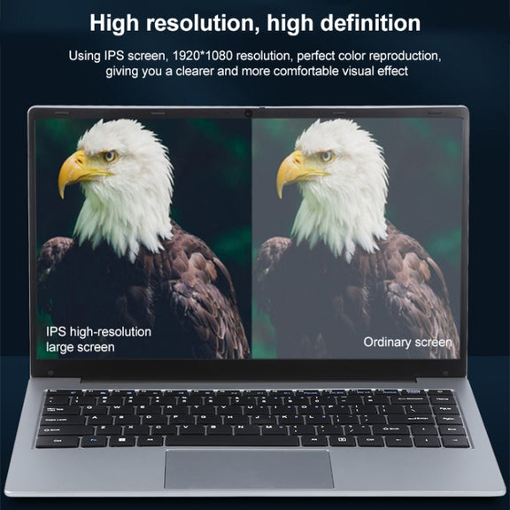 14 inch Windows 11 Laptop, 8GB+128GB, Gen 4th Intel Core i3 CPU, 180 Degree Rotation Axis(Silver)