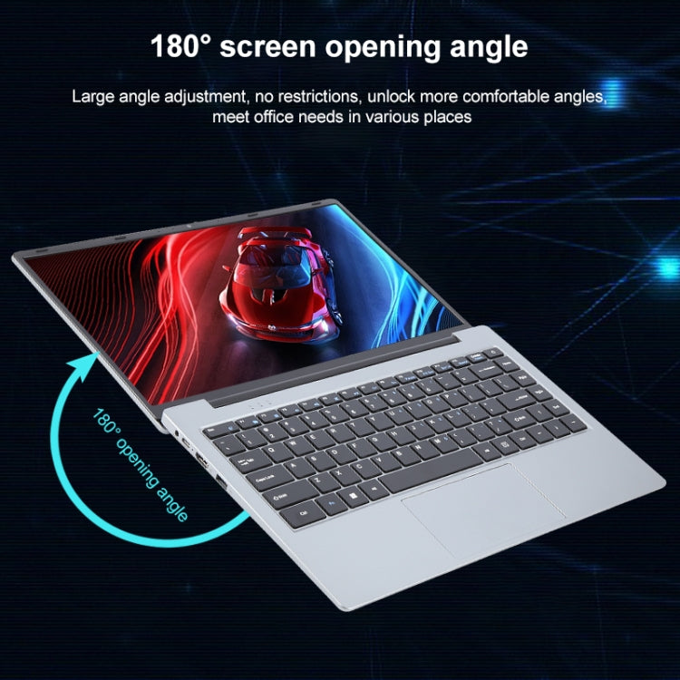 14 inch Windows 11 Laptop, 8GB+128GB, Gen 4th Intel Core i3 CPU, 180 Degree Rotation Axis(Silver)