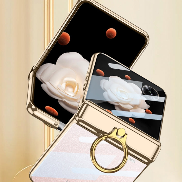 For Honor Magic V Flip GKK Integrated  Magnetic Folding Phantom Rotary Phone Case with Ring Holder(Champagne Gold)