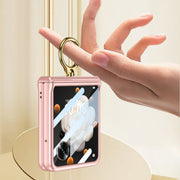 For Honor Magic V Flip GKK Integrated Magnetic Folding Hinge Full Coverage Phone Case with Ring Holder(Black)
